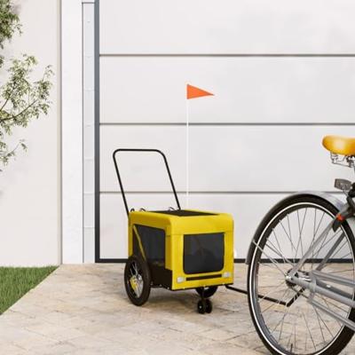 VidaXL Hondenfietstrailer oxford stof en ijzer geel en zwart VidaXL Hondenfietstrailer oxford stof en ijzer geel en zwart