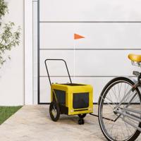 VidaXL Hondenfietstrailer oxford stof en ijzer geel en zwart - thumbnail