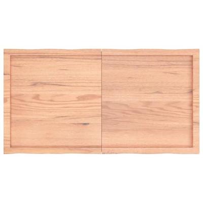 Tafelblad natuurlijke rand 120x60x(2-4)cm eikenhout lichtbruin