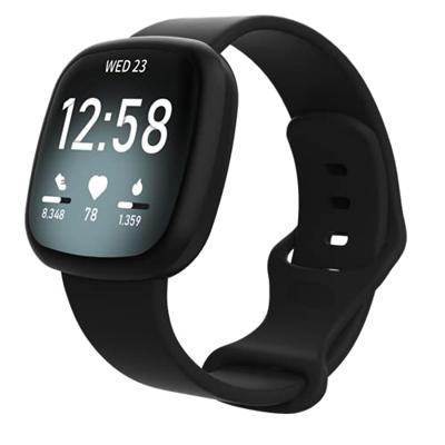 Fitbit Versa 3 & 4 / Sense 1 & 2 Sportbandje - Zwart - Maat: S/M