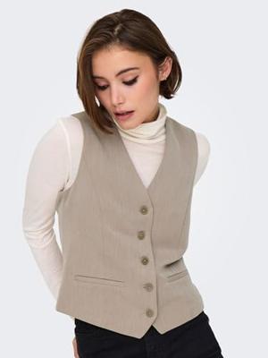 Only Onliris-hattie Waistcoat Tlr Noos Gilets Dark Grey Melange