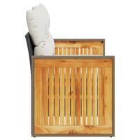 Tuinbank 2-zits met kussens poly rattan zwart - thumbnail