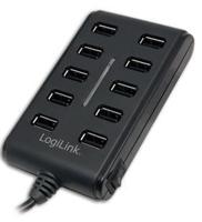 LogiLink UA0125 UA0125 USB-hub 10 poorten USB-A USB 2.0 480 MBit/s Zwart - thumbnail
