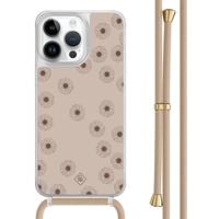iPhone 13 Pro Max hoesje met beige koord - Cute flowers - thumbnail