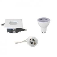 LED Inbouwspot Set GU10 - Vierkant Dimbaar - Waterdicht IP65 - Mat Wit - 6W - Natuurlijk Wit 4200K - thumbnail