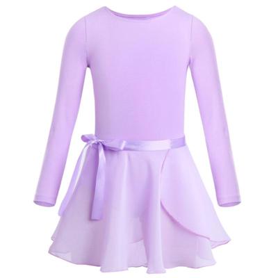 Meisjes lente en zomer lange mouwen katoen dans training kleding set grootte: 120CM (licht paars)