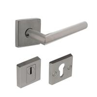 Intersteel Set achterdeurbeslag vierkant SKG3 geborsteld RVS - thumbnail