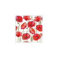 Servetten 25cm Poppy all over wit - thumbnail