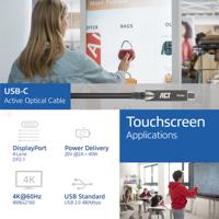ACT USB-C 3.2 Gen2 Active Optical Cable (AOC) Touchpanel video/data/power 15m - thumbnail