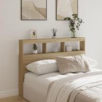 Hoofdbordkast met LED-verlichting 140x17x102 cm sonoma eiken - thumbnail