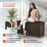Polyrattan Kussenbox Bruin 122x56x61cm met Wielen - thumbnail