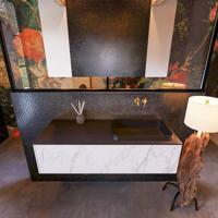 Badkamermeubelset Mondiaz Erin 120 cm met 1 Lade met RIDGE Wastafel Rechts Urban Zonder Kraangaten Greeploos Mat Carrara - thumbnail