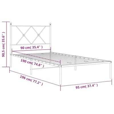 Bedframe met hoofdbord metaal wit 90x190 cm
