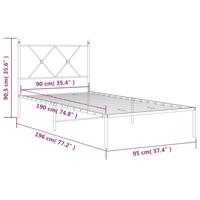 Bedframe met hoofdbord metaal wit 90x190 cm - thumbnail