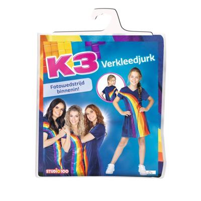 Studio 100 K3 verkleedjurk regenboog blauw, 9-11 jaar