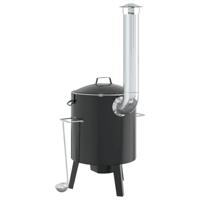 Goulashkanon met schoorsteen en deksel gemailleerd staal zwart - thumbnail