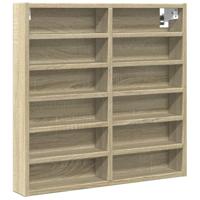 Vitrinekast 60x8,5x58 cm bewerkt hout sonoma eikenkleurig - thumbnail