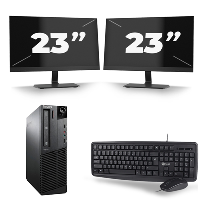 Lenovo ThinkCentre M92P SFF - Intel Core i7-3e Generatie - 16GB RAM - 256GB SSD - Windows 10 + 2x 23 inch Monitor