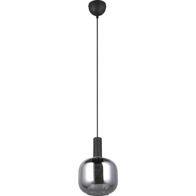 LED Hanglamp - Hangverlichting - Trion Pala - E27 Fitting - Rond - Verchroomd Glas - Mat Zwart - Metaal