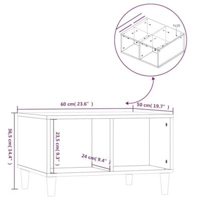 Salontafel 60x50x36,5 cm bewerkt hout hoogglans wit