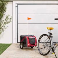 VidaXL Hondenfietstrailer oxford stof en ijzer rood en grijs - thumbnail