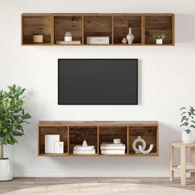 Tv-meubelset 4 pcs Oud hout 37 x 37 x 142.5 cm Bewerkt hout