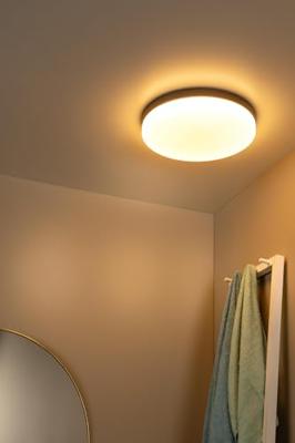 Lucide BISKIT - Plafonnière Badkamer - Ø 40 cm - LED - 1x36W 2700K - IP44 - Bewegingssensor - Zwart Lucide BISKIT - Plafonnière Badkamer - Ø 40 cm - LED - 1x36W 2700K - IP44 - Bewegingssensor - Zwart