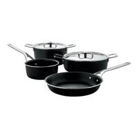 Alessi Pannenset Pots&Pans - AJM100S6 A - Zwart - 4-Delig - door Jasper Morrison - thumbnail
