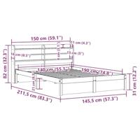 Bedframe met hoofdeinde zonder matras 140x190 cm wit - thumbnail