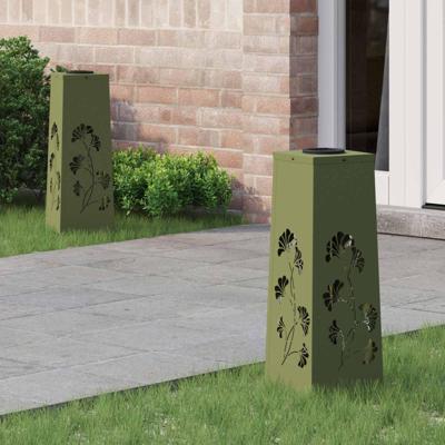 VidaXL Solar led pad licht 2 pcs olijf groen koudgewalst staal