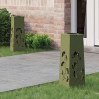 VidaXL Solar led pad licht 2 pcs olijf groen koudgewalst staal - thumbnail