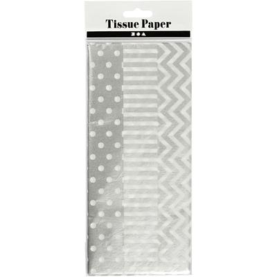 Creativ Company Tissuepapier, vel 50x70 cm, 17 gr, zilver, 6 vel/ 1 doos