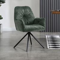 Artistiq Eetkamerstoel 'Gadi' Velvet, kleur donkergroen - thumbnail