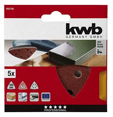 kwb 492706 Deltaschuurpapier Korrelgrootte (num) 60 (Ø) 105 mm 5 stuk(s) kwb 492706 Deltaschuurpapier Korrelgrootte (num) 60 (Ø) 105 mm 5 stuk(s)