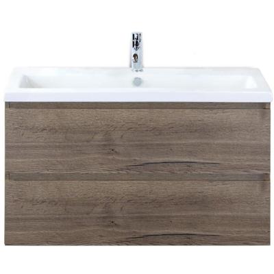 Vogue Badmeubelset 100 cm - Greeplijst in Kleur - Tabacco - Keramische Wastafel Wit 1 Kraangat