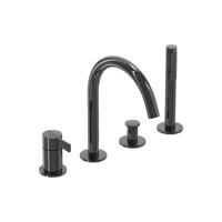 Badrandcombinatie IVY Pact 4-gats Mengkraan Met Uittrekbare Handdouche Draaibare Uitloop Zwart Chroom PVD IVY - thumbnail