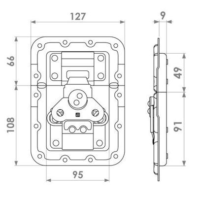 Adam Hall 172572 Groot inbouw vlinderslot met verzet en revet bescherming 9mm diep