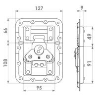 Adam Hall 172572 Groot inbouw vlinderslot met verzet en revet bescherming 9mm diep - thumbnail