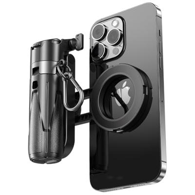 MOJOGEAR TS2 6-in-1 Mini Selfiestick Statief & Grip voor telefoon Magnetisch - Zwart