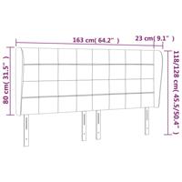 Hoofdbord met randen 163x23x118/128 cm fluweel lichtgrijs - thumbnail