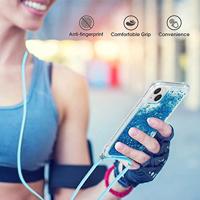 Lunso - Backcover hoes met koord - iPhone 14 - Glitter Blauw - thumbnail