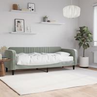 Slaapbank met matras 100x200 cm fluweel lichtgrijs - thumbnail