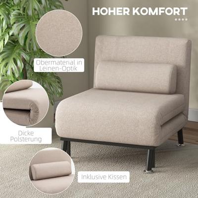 HOMCOM Slaapstoel (Breedte 75 cm, Beige)