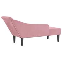 Chaise longue met kussens fluweel roze - thumbnail