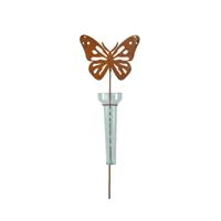 Decoris Regenmeter vlinder metaal h83cm - thumbnail