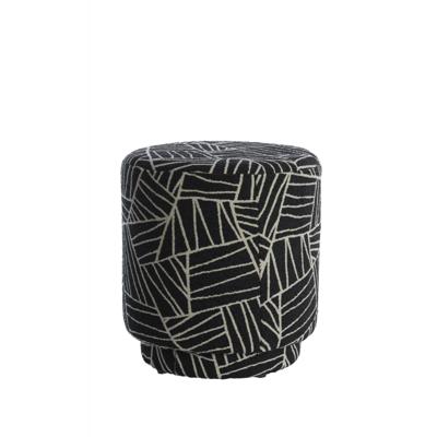 Light & Living Poef 'Davonte' 40cm, kleur Zwart/Wit