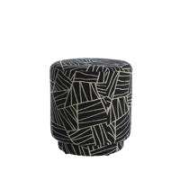 Light & Living Poef 'Davonte' 40cm, kleur Zwart/Wit - thumbnail