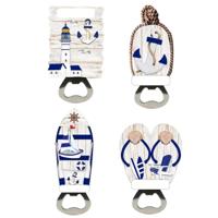 Strand Souvenir Magneet Flesopener Blauw & Wit - thumbnail