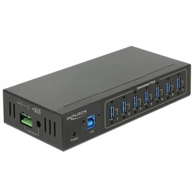 DeLock externe industriële hub 7 x USB 3.0 type A USB-hub, zwart