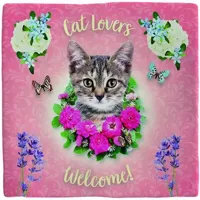 Plenty Gifts tegeltje keramiek cat lovers 10x10cm roze - thumbnail
